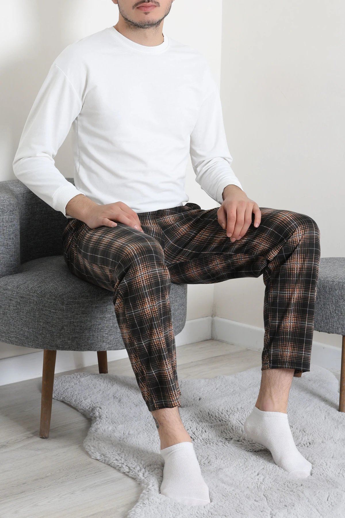 Süprem Cepli Erkek Pijama Altı Kahveekose