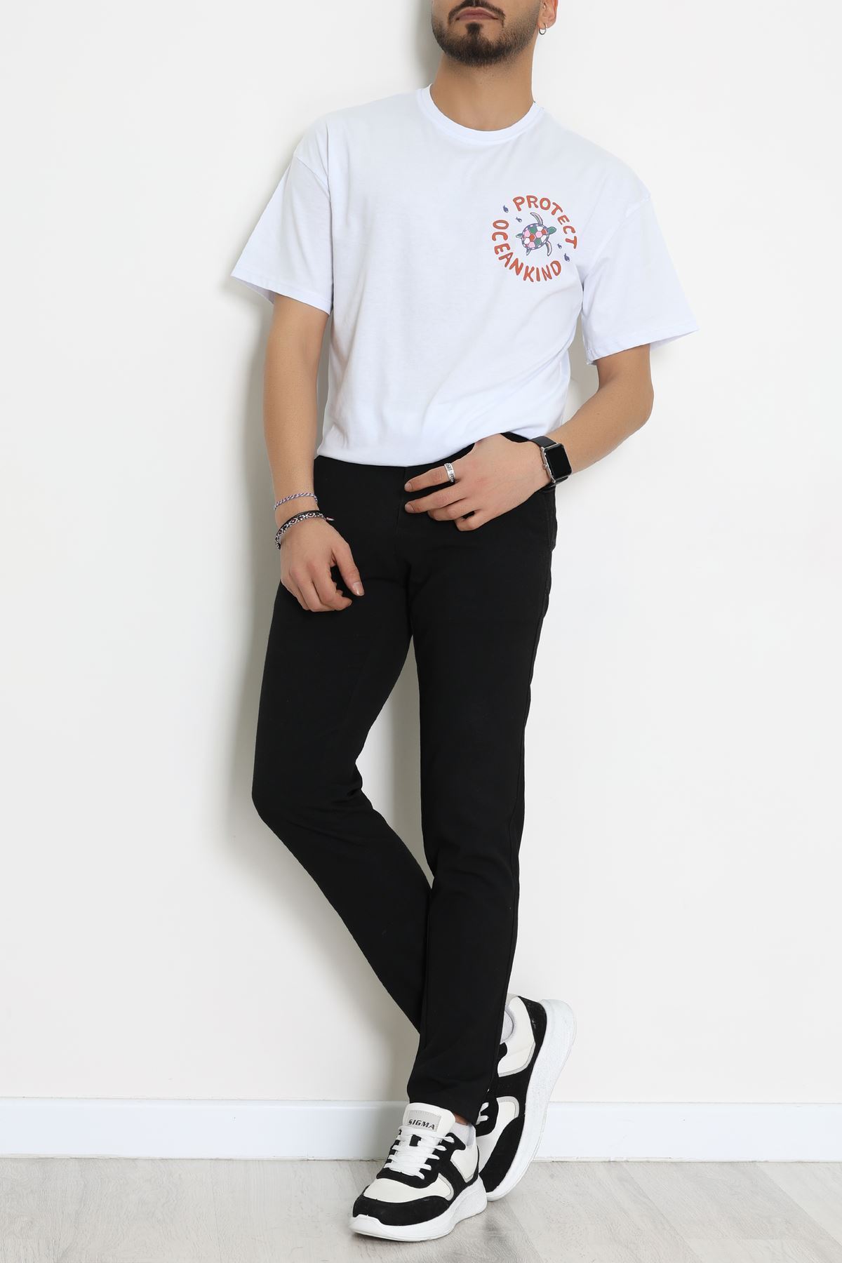 Kompakt Penye Unisex Tişört Beyazzümrüt - 55064.1872.