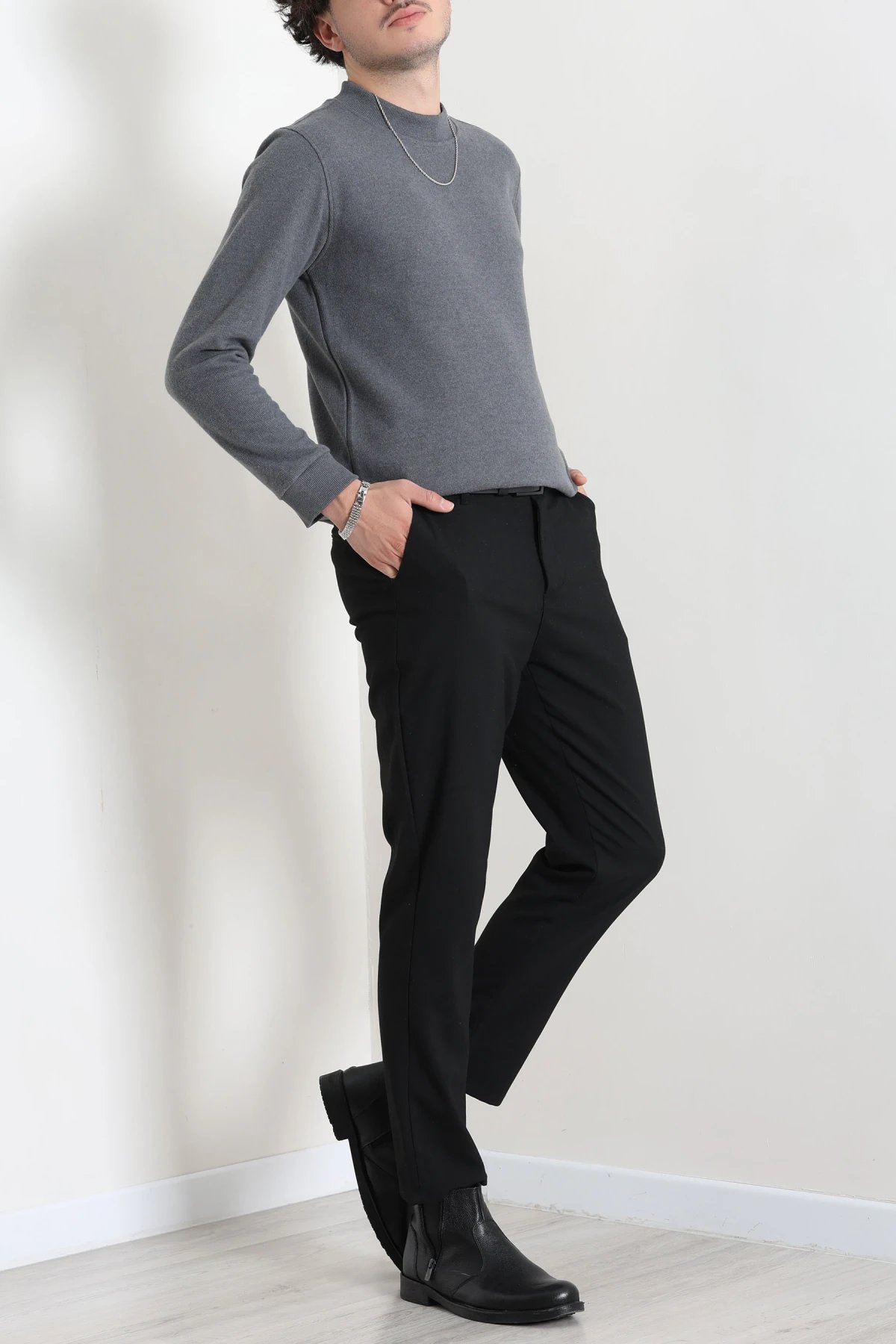 Selanik Yarım Boğazlı Erkek Sweat Füme