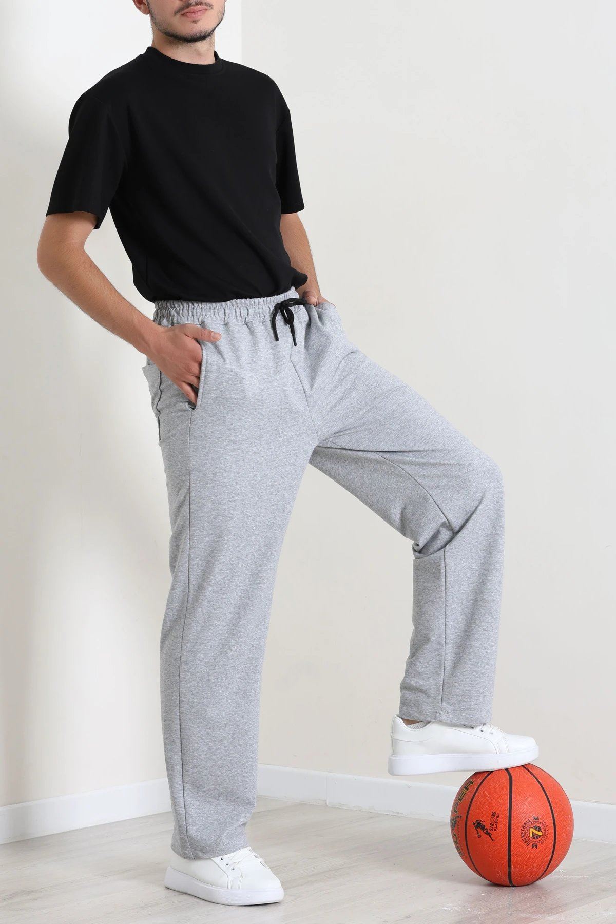 2 İplik 3 Cepli Erkek Baggy Eşofman Altı Gri