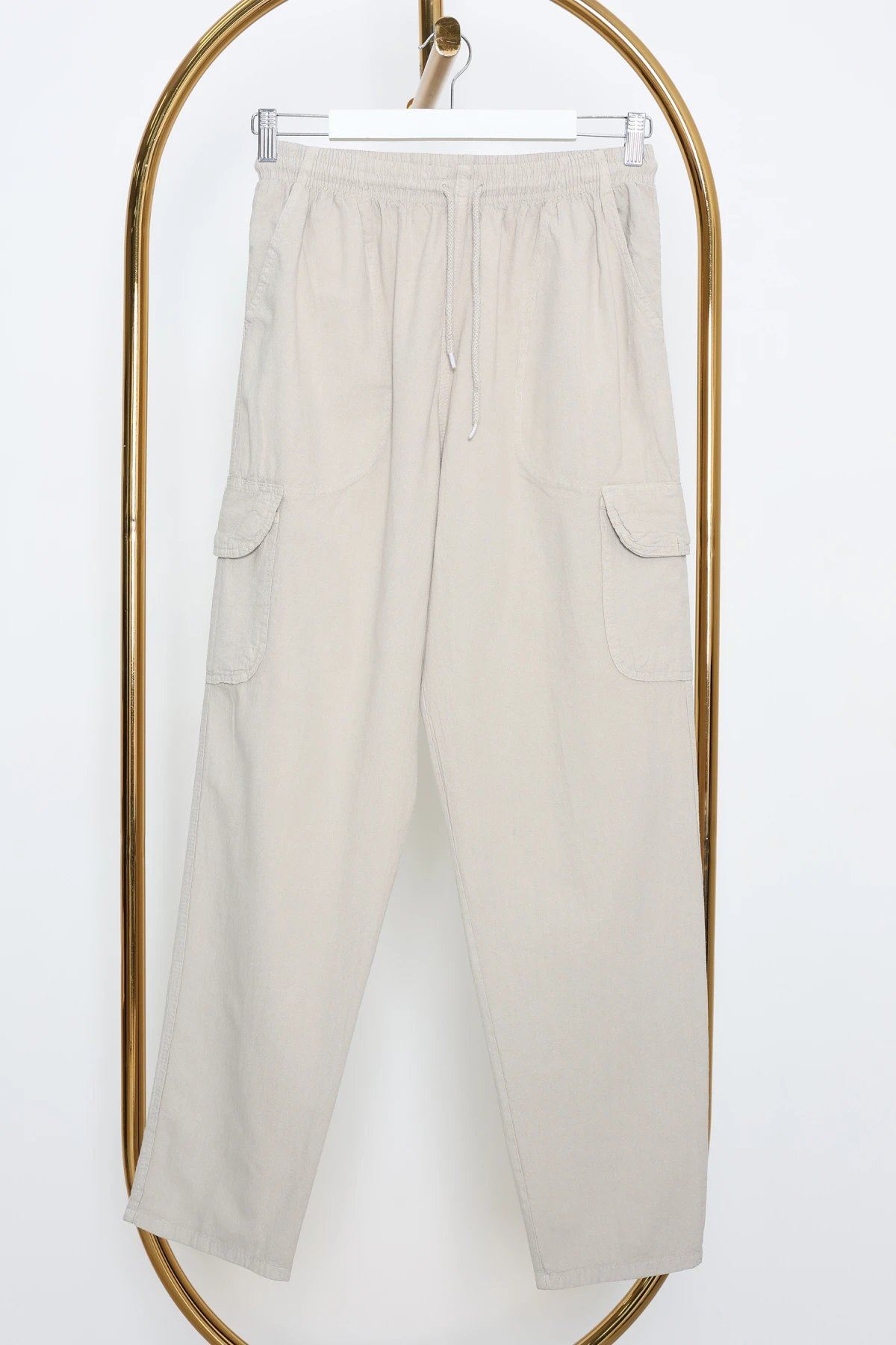 Keten Beli Lastikli Kargo Cepli Erkek Pantolon Taş - 75036.2170.