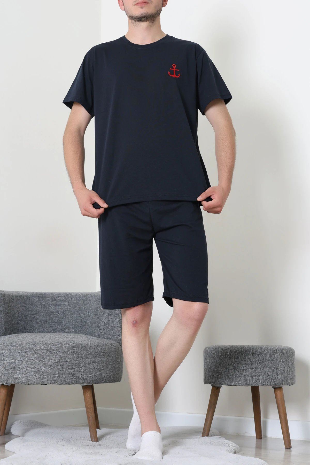 Süprem Şortlu Erkek Pijama Takımı Lacivert - 74043.1048.