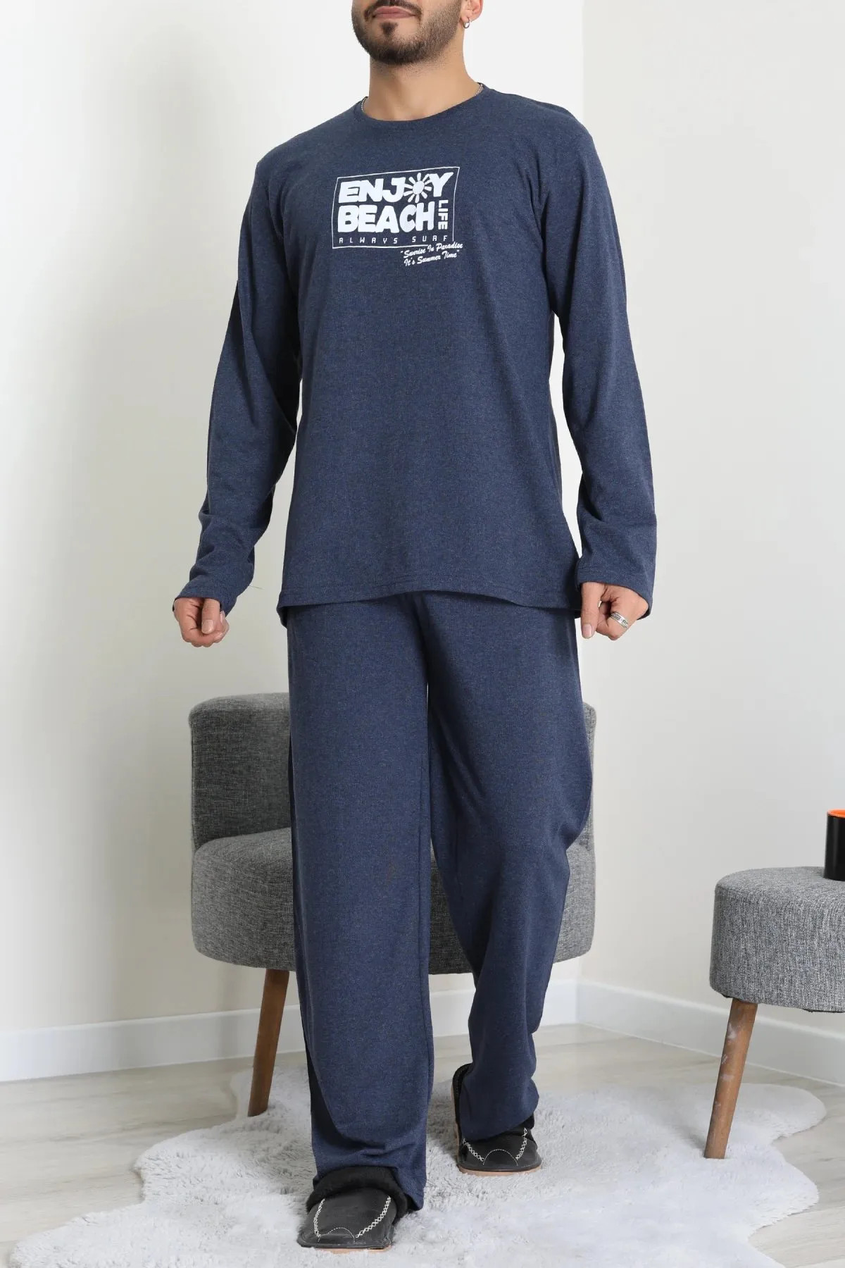Süprem Erkek Pijama Takımı Koyuindigo