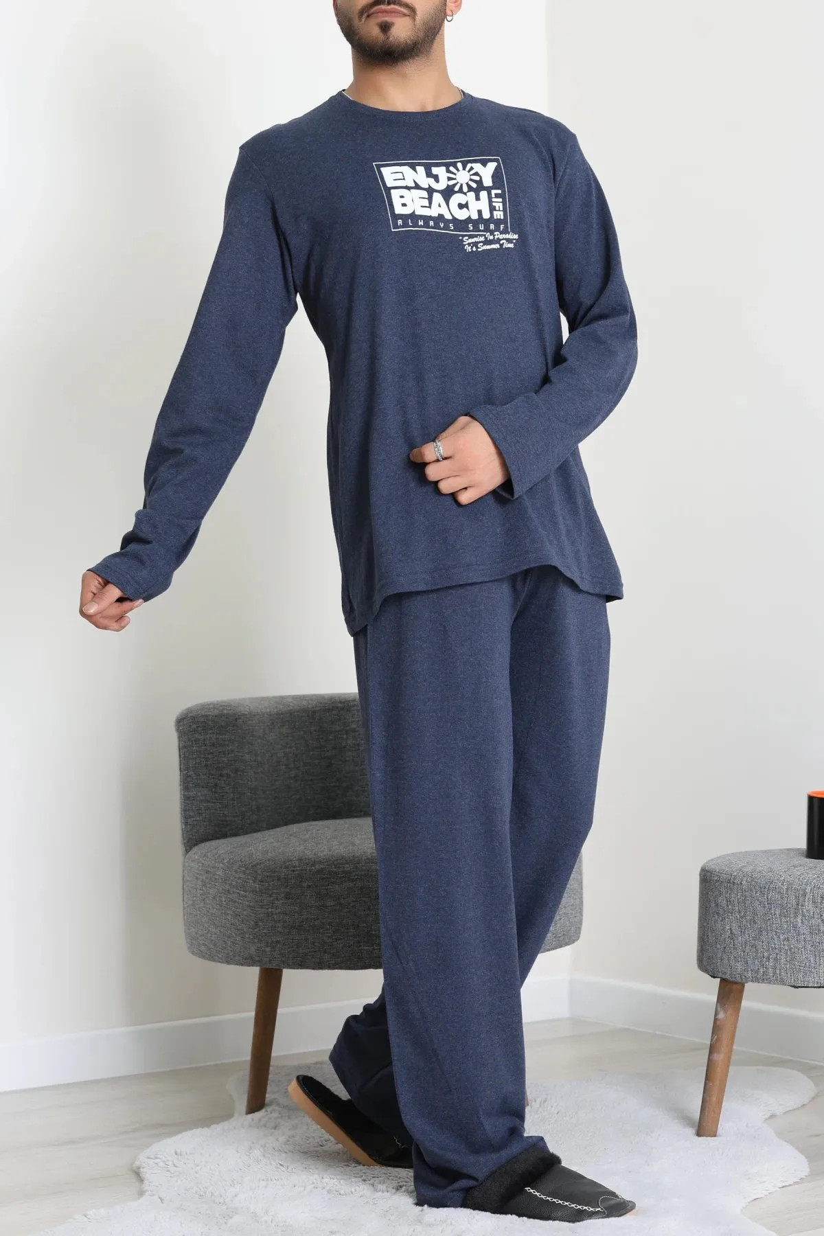 Süprem Erkek Pijama Takımı Koyuindigo