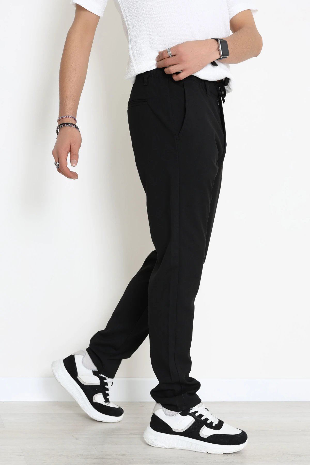 Dokuma Beli Lastikli Erkek Jogger Pantolon  Siyah - 42515.2091.