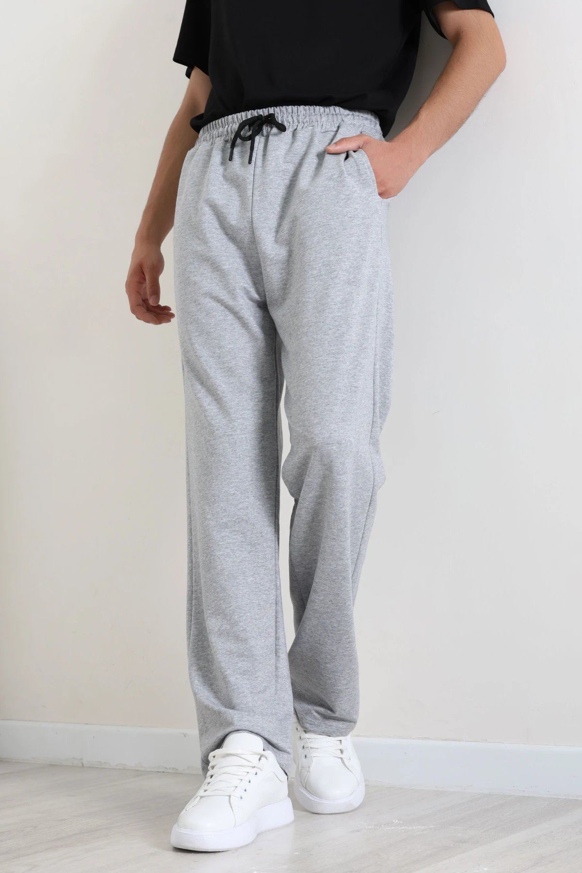 2 İplik 3 Cepli Erkek Baggy Eşofman Altı Gri