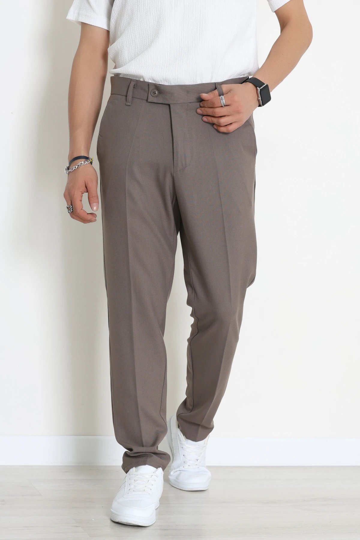 Regular Fit Erkek Kumaş Pantolon Vizon