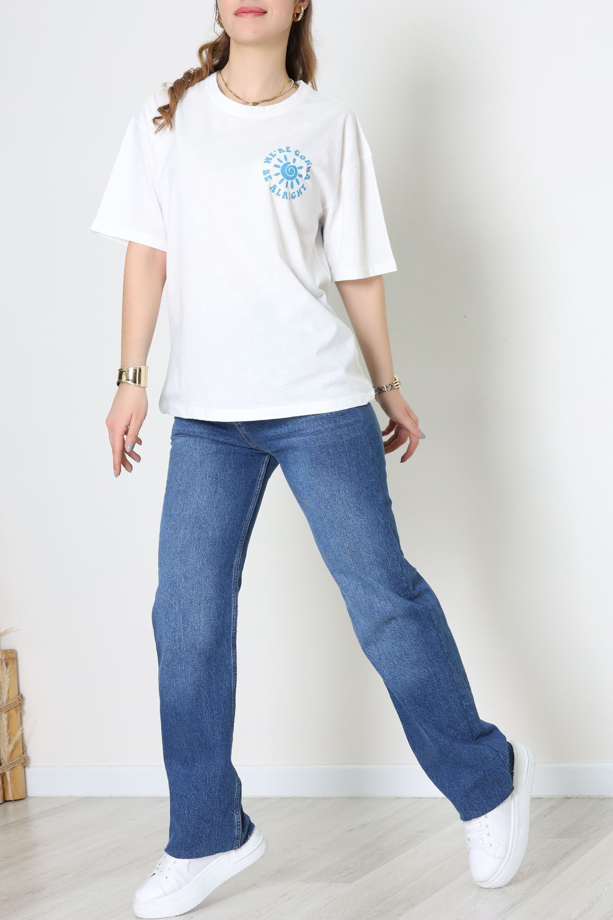 Kompakt Penye Unisex Tişört Beyazzümrüt - 55064.1872.