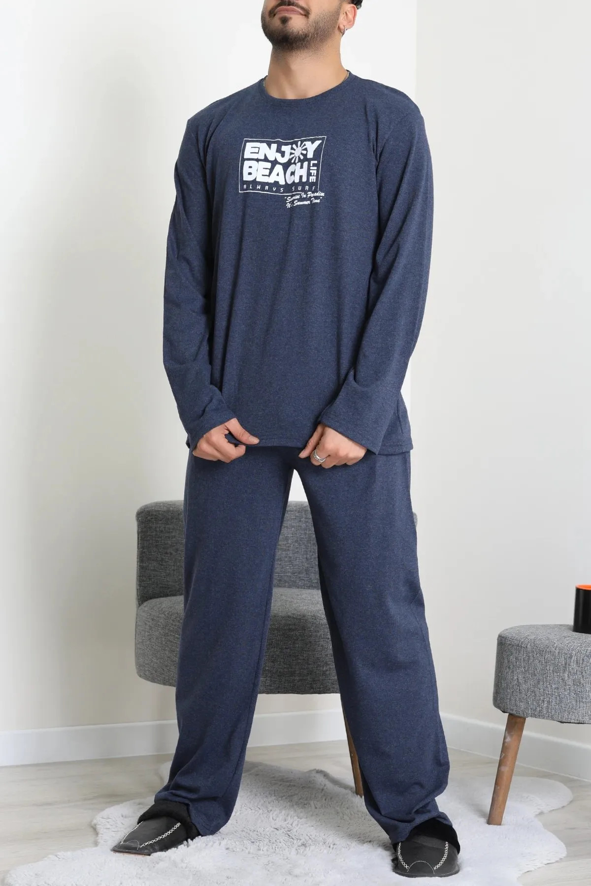 Süprem Erkek Pijama Takımı Koyuindigo
