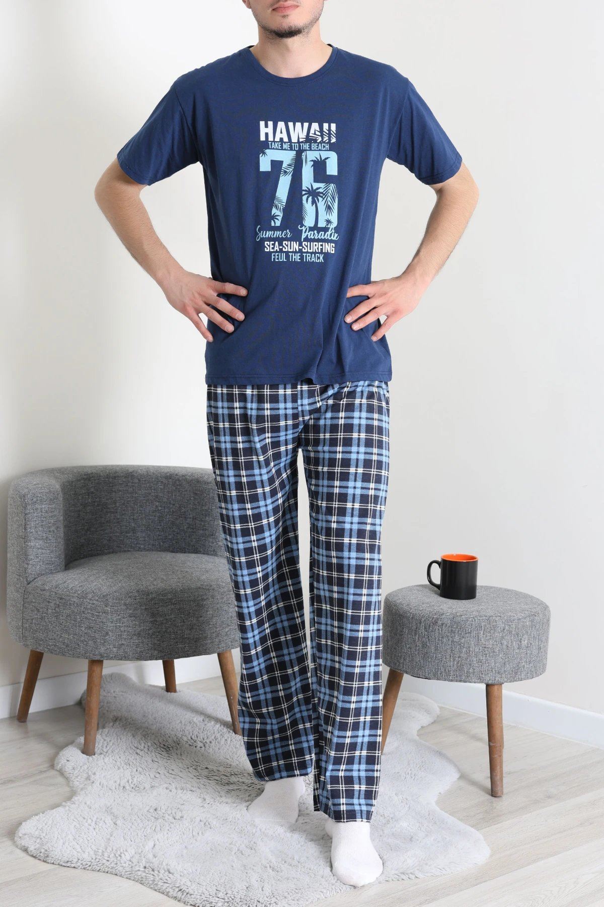 Süprem Erkek Pijama Takımı Mavi - 42789.1838.