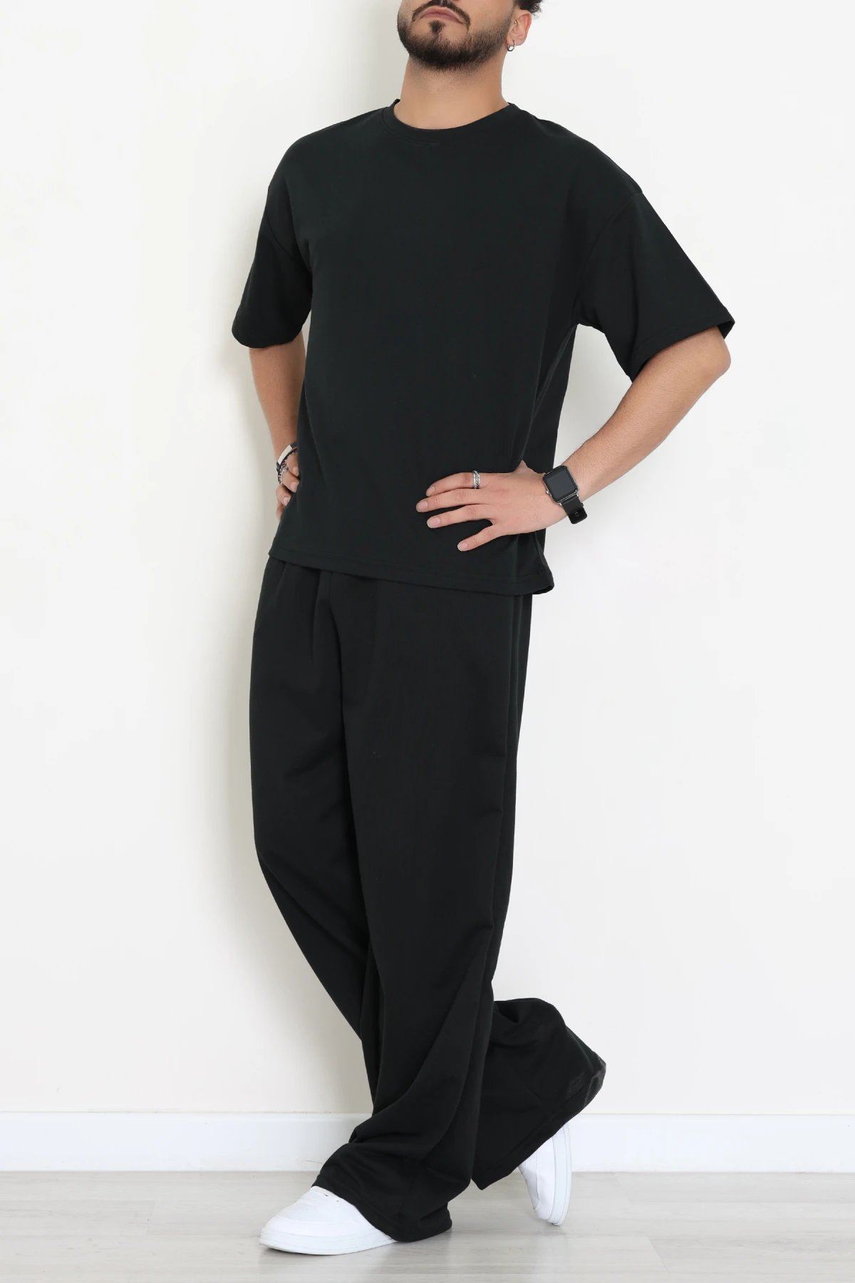 İki İplik Oversize Erkek Takım Siyah - 80273.1567.