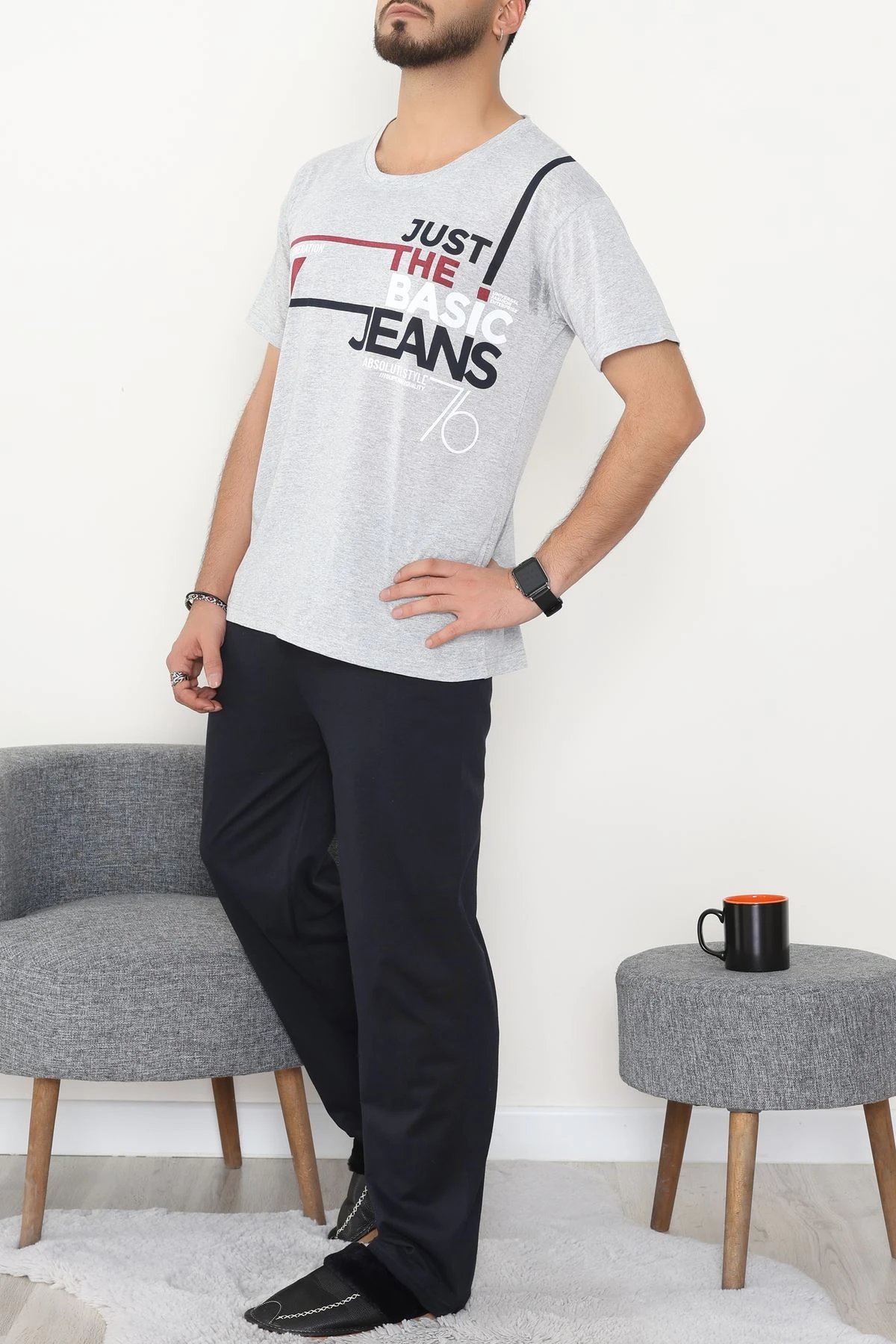 Süprem Erkek Pijama Takımı Grikırmızı - 42790.1838.