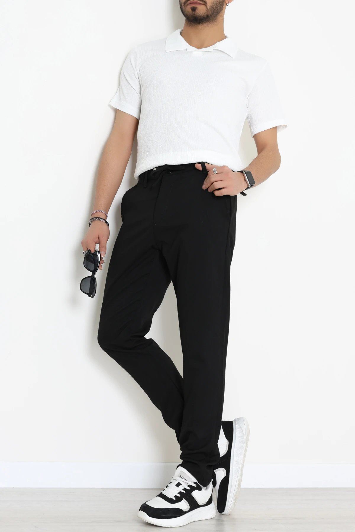 Dokuma Beli Lastikli Erkek Jogger Pantolon  Siyah - 42515.2091.