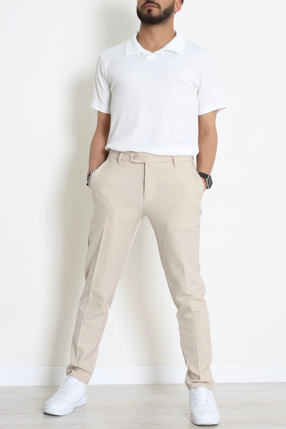Regular Fit Erkek Kumaş Pantolon Bej