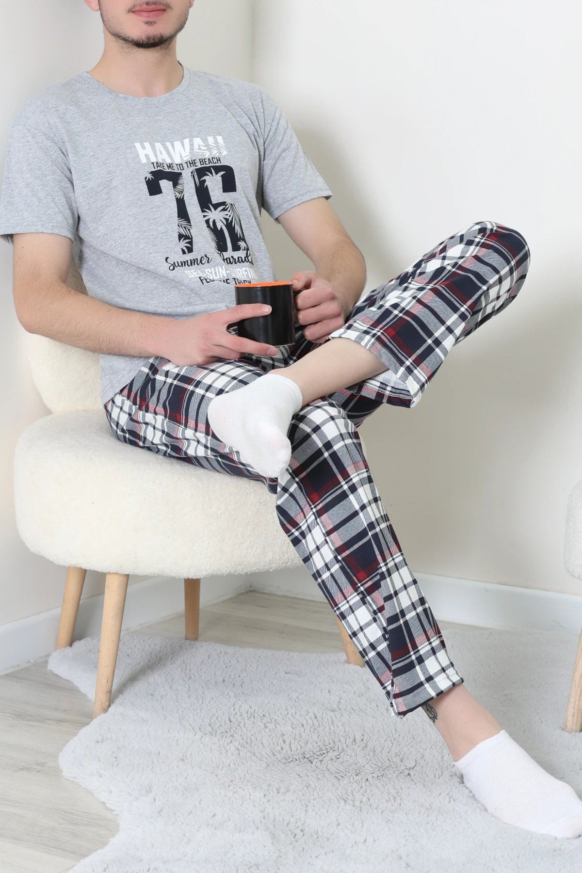 Süprem Erkek Pijama Takımı Grikırmızı - 42789.1838.