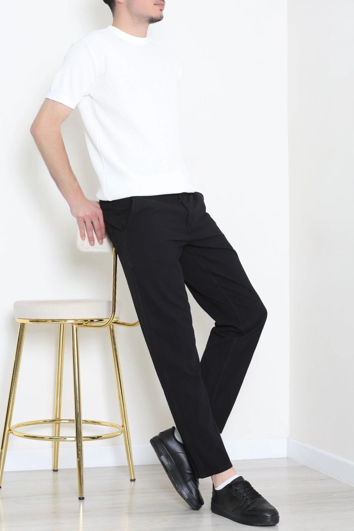 Regular Fit Keten Erkek Pantolon Siyah - 71879.1947.