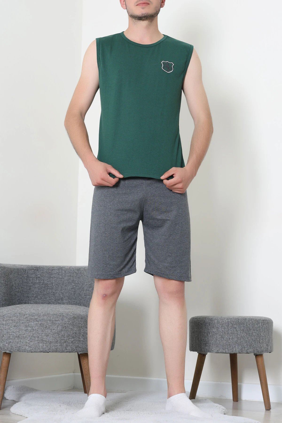 Süprem Şortlu Erkek Pijama Takımı Yeşilfüme