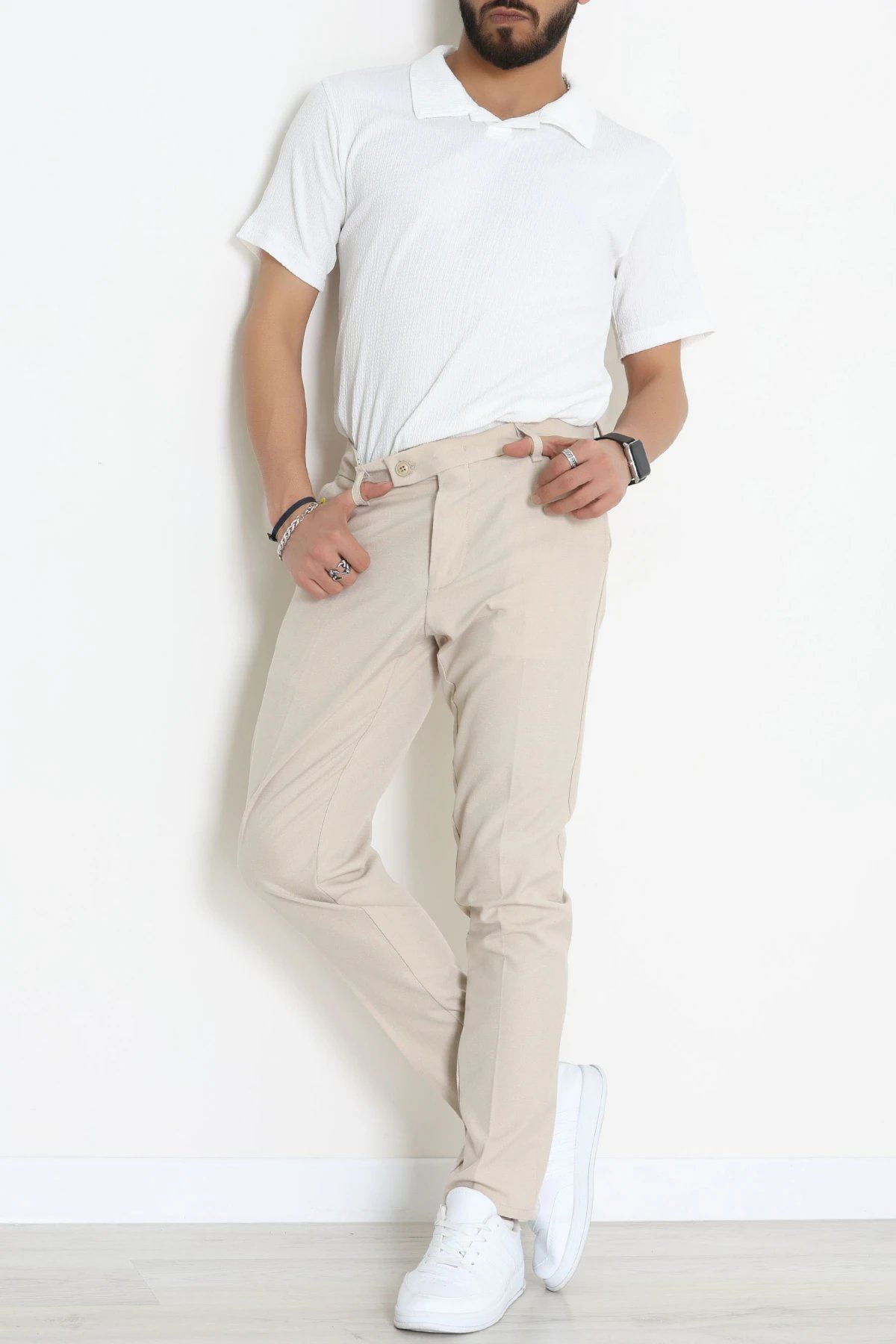 Regular Fit Erkek Kumaş Pantolon Bej