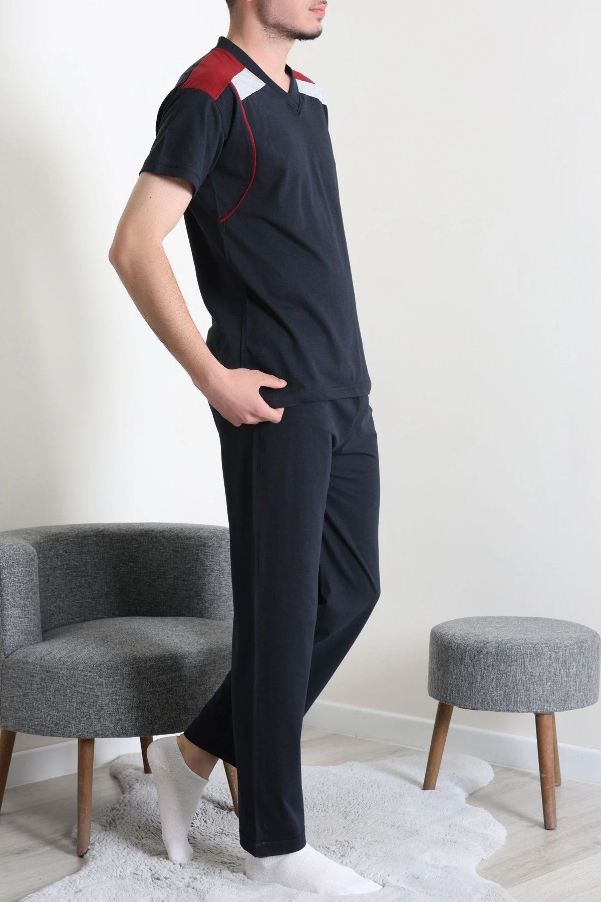 V Yaka Erkek Pijama Takımı Koyulaci - 41534.1838.